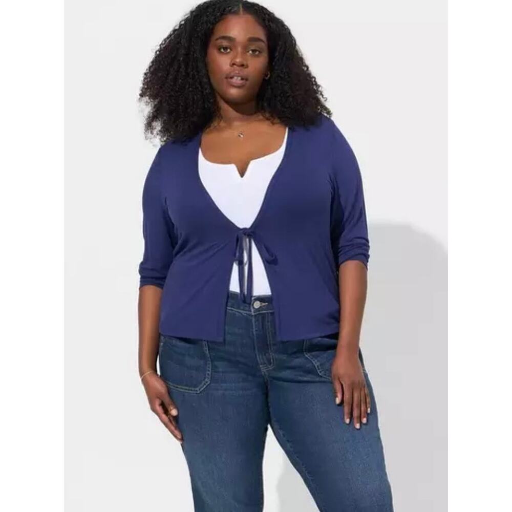 Torrid Super Soft Tie Front Cardigan Blue 5X NEW